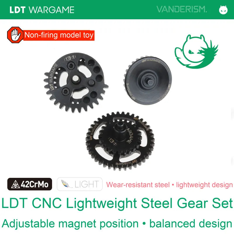 LDT Lightweight Skeletonized 42CrMo Machined Steel Gears, Magnet Included (Pre-Order 50 Hari)