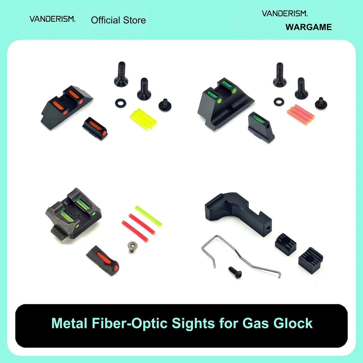 Kublai Glock P1 Fiber Optic Metal Sights (Pre-Order 50 Hari)