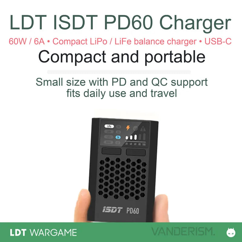ISDT PD60 Compact USB Lithium/LiFe Balance Charger, 60W/6A (Pre-Order 50 Hari)