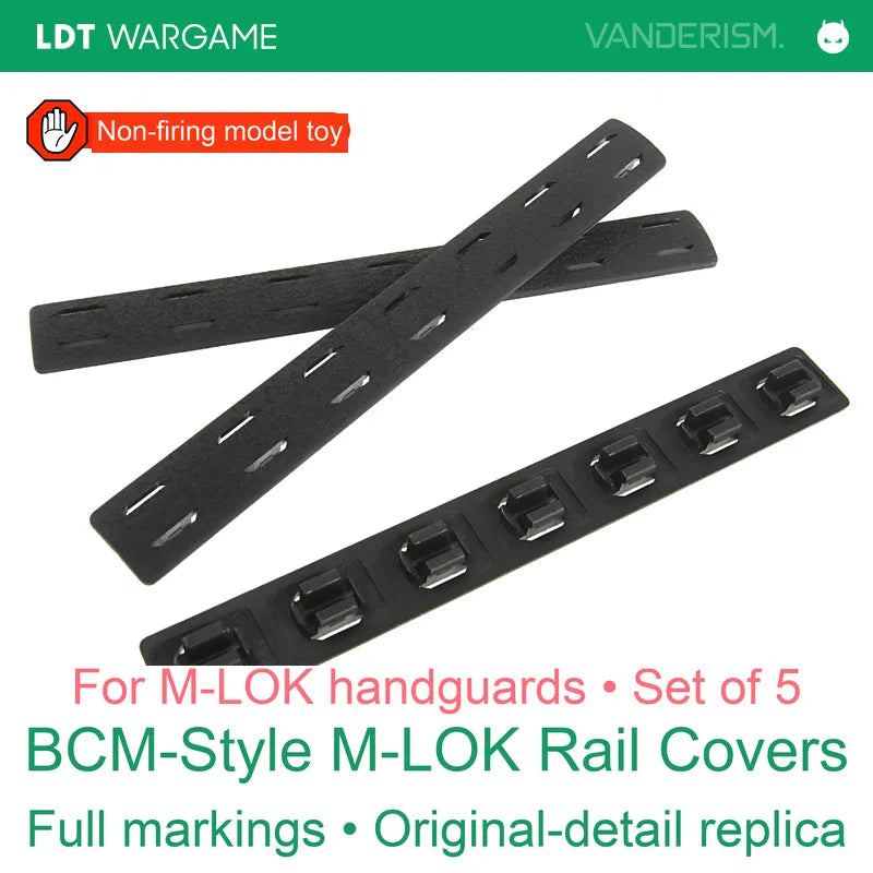 BCM Replica Soft M-LOK Rail Covers with Replica Markings, 5-Pack (Pre-Order 50 Hari)