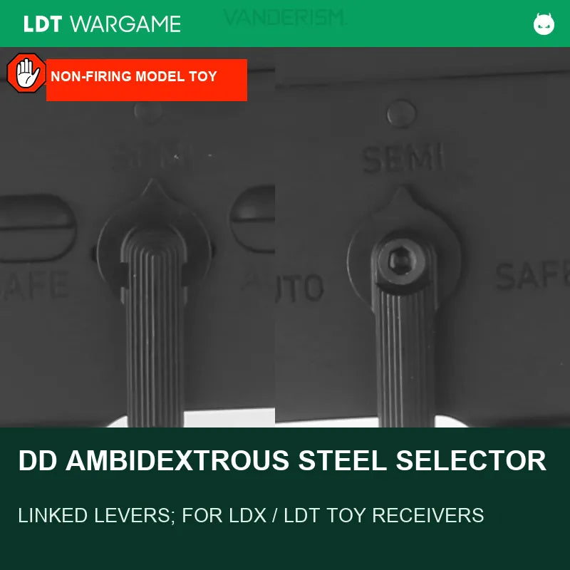 DD Replica Steel Ambidextrous AR Selector with Linked Levers for LDX / LDT Toy Receivers (Pre-Order 50 Hari)