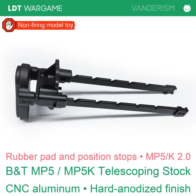 B&T CNC Aluminum Telescoping Stock with Soft Rubber Pad, Hard-Anodized, MP5/MP5K (Pre-Order 50 Hari)