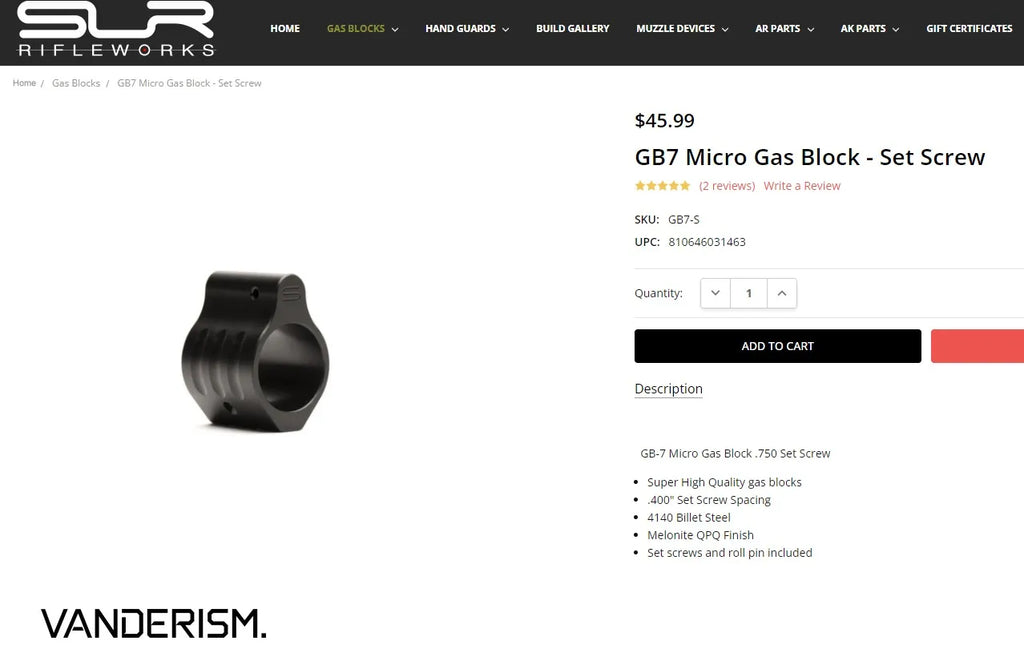 SLR GB7 Metal Gas Block (Pre-Order 50 Hari)