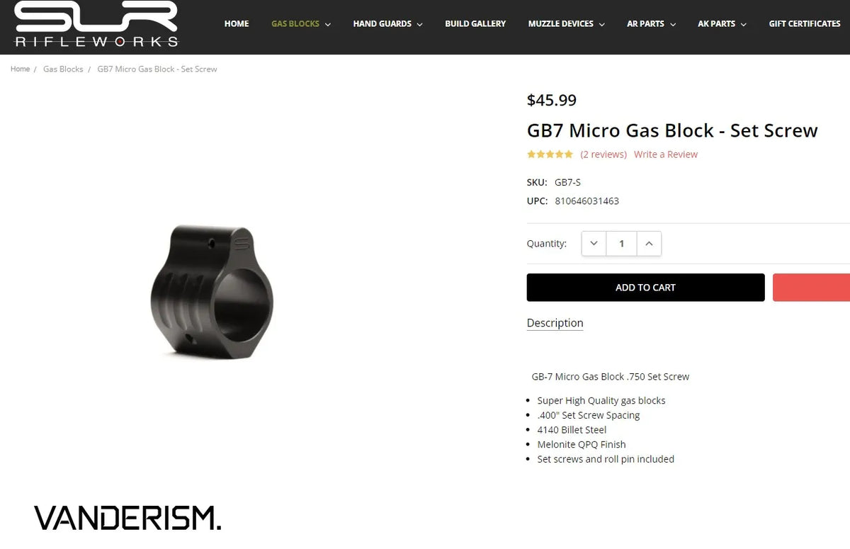 SLR GB7 Metal Gas Block (Pre-Order 50 Hari)