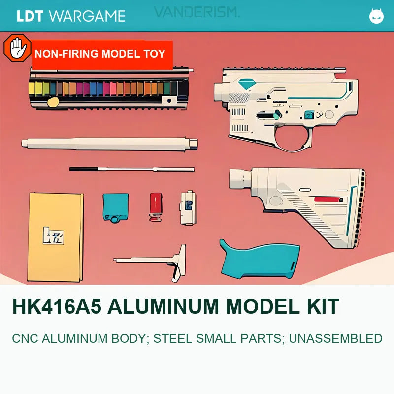 LDT HK416A5 All-Aluminum Toy Model Kit, One-Piece Outer Barrel, Includes Blowback Kit (Pre-Order 50 Hari)