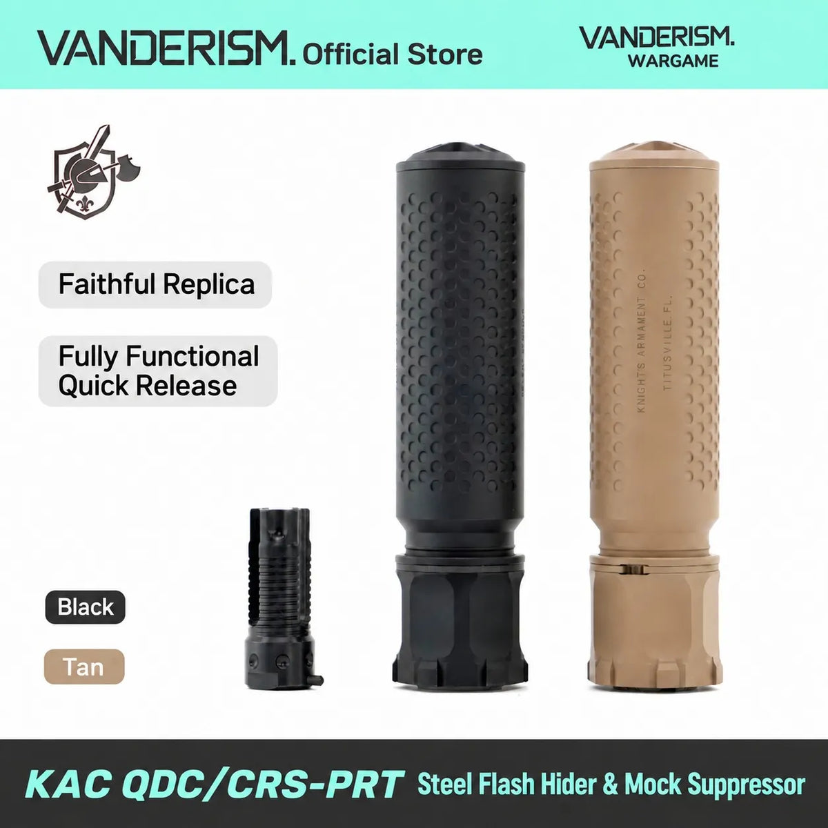 KAC QDC CRS PRT Flash Hider and QD Mock Suppressor Set | Gel Blaster WGG WGB Airsoft (Pre-Order 50 Hari)