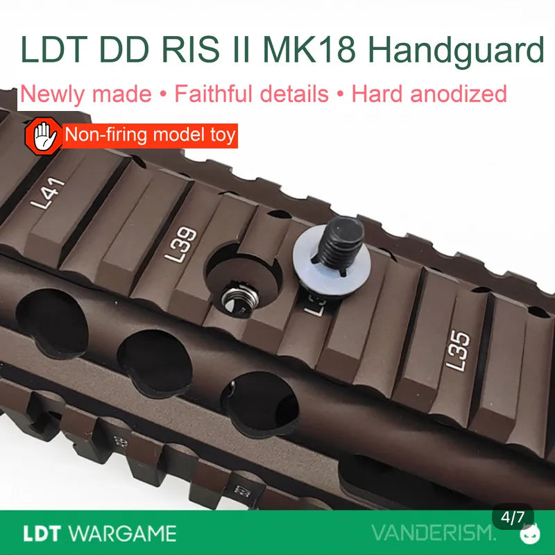 LDT DD RIS2 MK18 Replica Metal Rail Handguard, Hard-Anodized (Pre-Order 50 Hari)