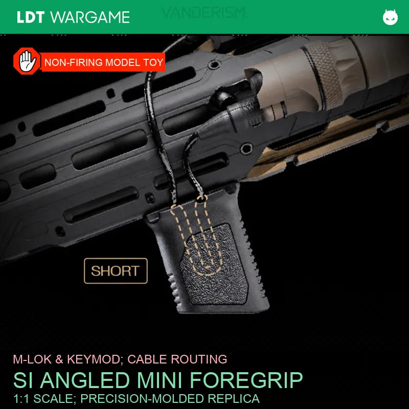 Si Angled MINI Short Vertical Foregrip Replica with Cable Routing, MLOK / KEYMOD (Pre-Order 50 Hari)