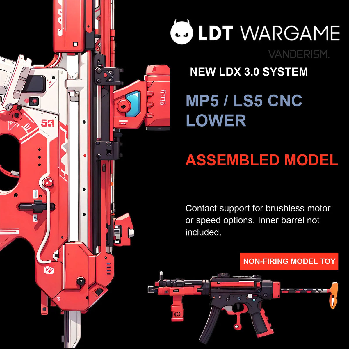 LDT MP5 LS5 Assembled Toy Model, Metal Lower and Upper, Steel Small Parts, Gen 2 LDX Green Electronic-Control Gearbox (Pre-Order 50 Hari)