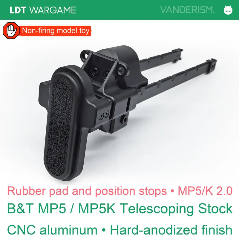 B&T CNC Aluminum Telescoping Stock with Soft Rubber Pad, Hard-Anodized, MP5/MP5K (Pre-Order 50 Hari)