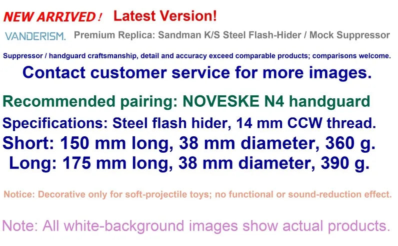 N4 SANDMAN Steel Flash Hider and Mock Suppressor Set | Gel Blaster WGG WGB Airsoft (Pre-Order 50 Hari)