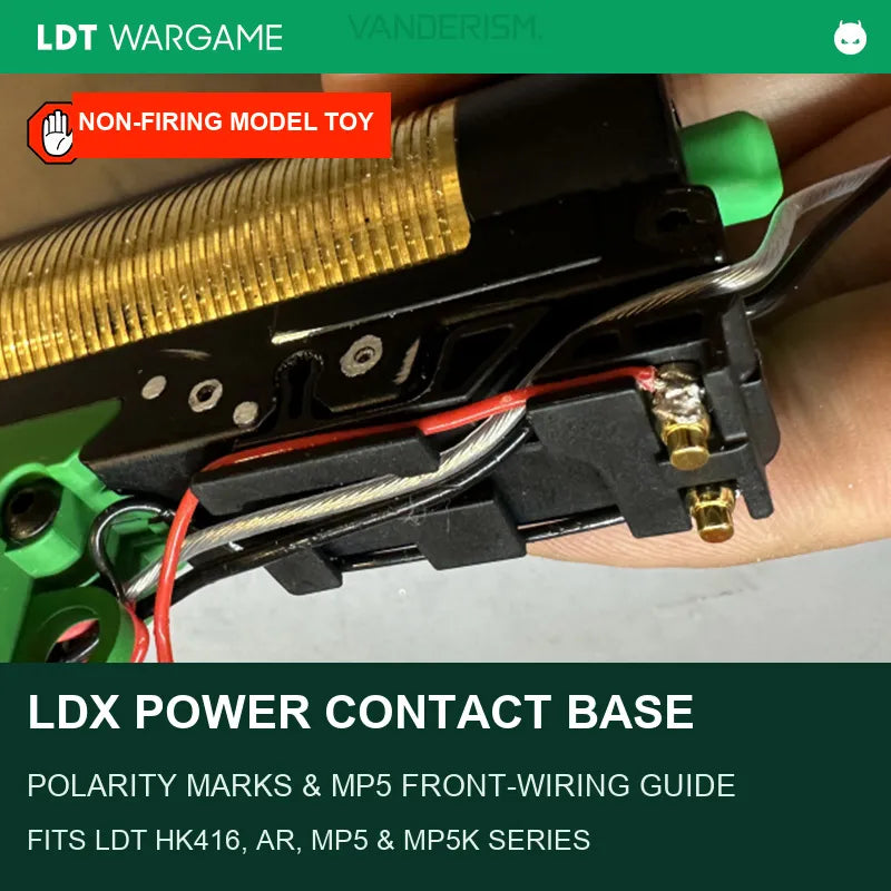 LDT LDX Power Contact Base with Polarity Marks and MP5 Front-Wiring Channel (Pre-Order 50 Hari)
