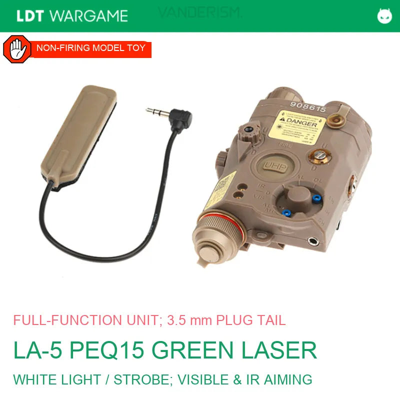 LDT LA-5C PEQ15 Full-Function Green Laser Unit with 3.5mm-Plug Pressure Switch (Pre-Order 50 Hari)
