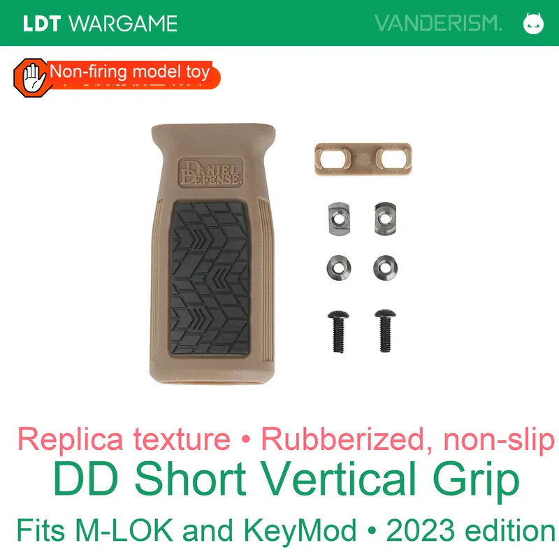 DD Rubber-Overmolded Short Vertical Foregrip Replica, MLOK / KEYMOD (Pre-Order 50 Hari)