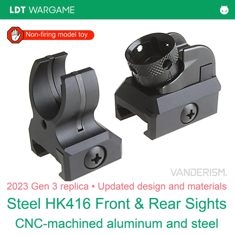 HK416 Gen 3 Replica Front and Rear Sights, CNC Aluminum and Steel (Pre-Order 50 Hari)