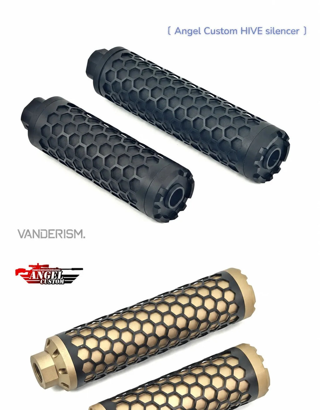 Angel Custom Honeycomb Mock Suppressor 14mm CCW | Gel Blaster WGG WGB Airsoft (Pre-Order 50 Hari)