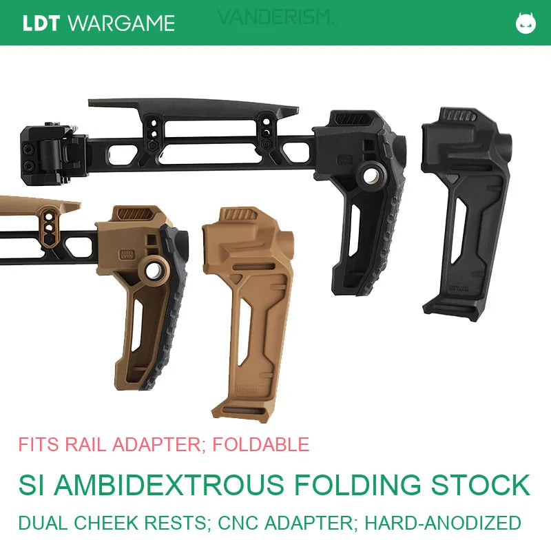 LDT SI Dual-Direction Folding Stock, Two Butt Pads and Cheek Rest, Hard-Anodized Aluminum Rail Adapter and Stock Strut (Pre-Order 50 Hari)
