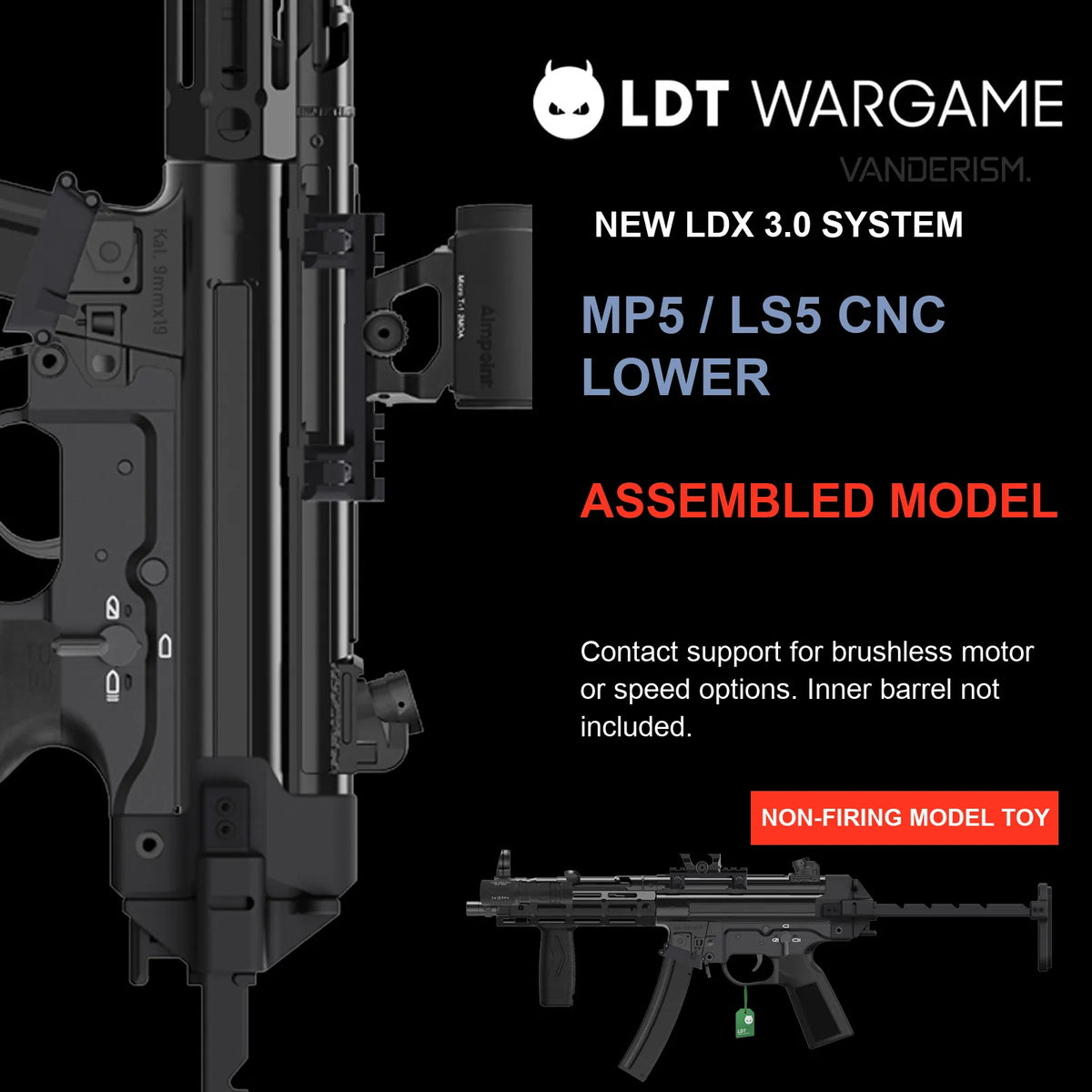 LDT MP5 LS5 Assembled Toy Model, Metal Lower and Upper, Steel Small Parts, Gen 2 LDX Green Electronic-Control Gearbox (Pre-Order 50 Hari)