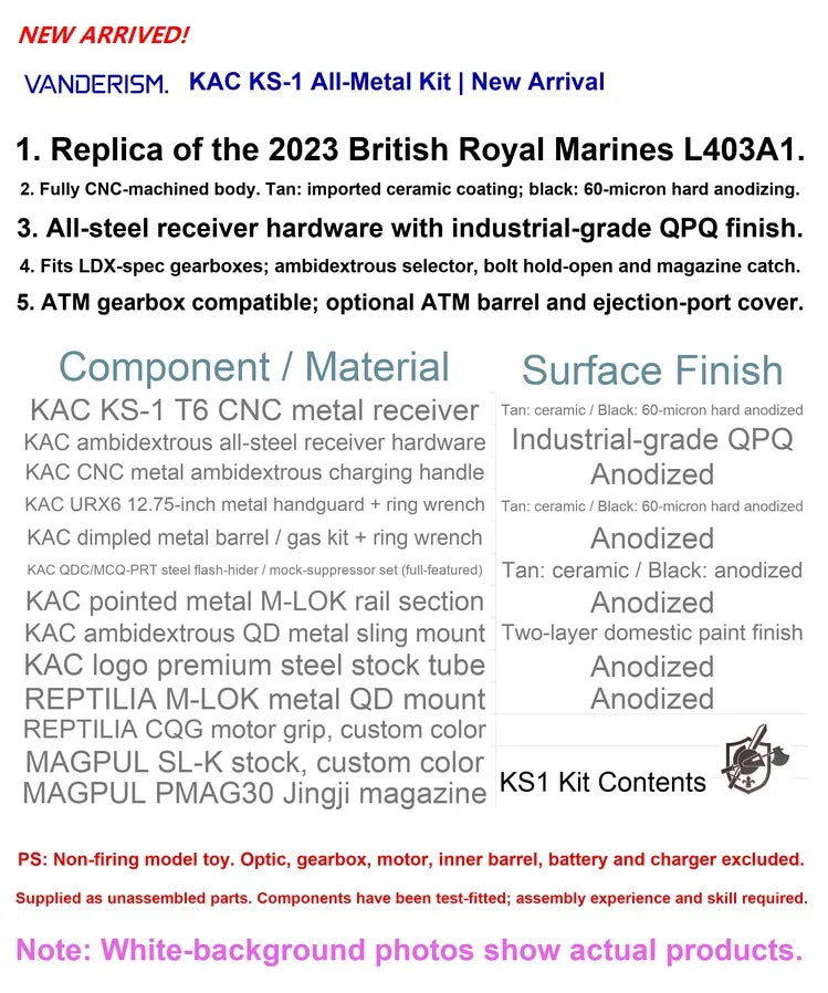 KAC KS1 Metal Body Kit | Gel Blaster WGG WGB (Pre-Order 50 Hari)