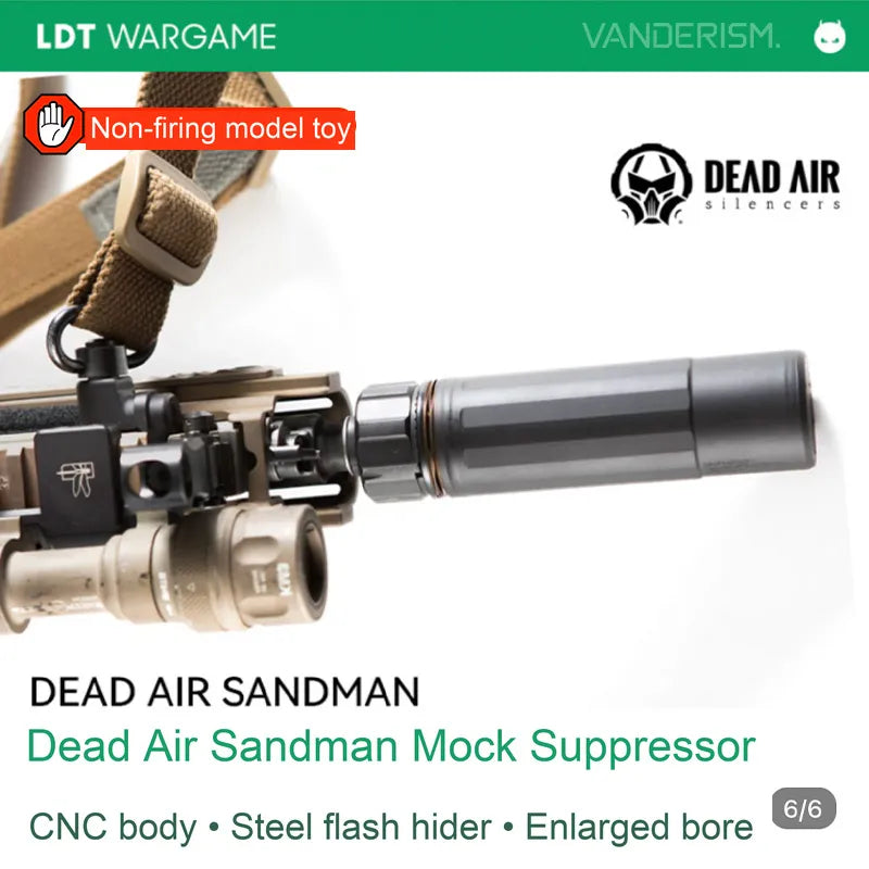 DEAD AIR SANDMAN Decorative Suppressor, Enlarged-Bore Version with Steel Mock Muzzle Device (Pre-Order 50 Hari)
