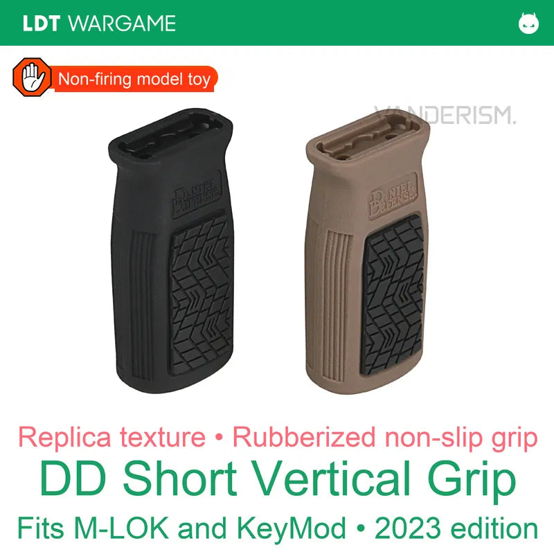 DD Rubber-Overmolded Short Vertical Foregrip Replica, MLOK / KEYMOD (Pre-Order 50 Hari)