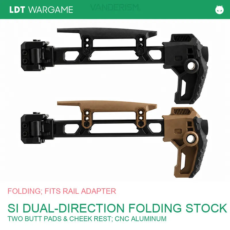 LDT SI Dual-Direction Folding Stock, Two Butt Pads and Cheek Rest, Hard-Anodized Aluminum Rail Adapter and Stock Strut (Pre-Order 50 Hari)