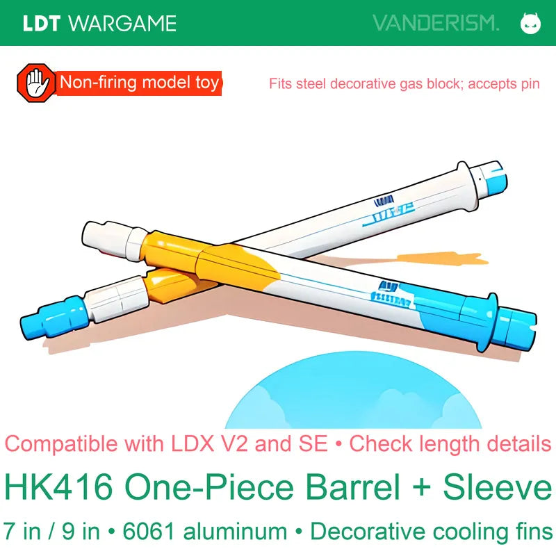 HK416 One-Piece 6061 Aluminum Outer Barrel with Fine Cooling Grooves, SE / LDX Compatible (Pre-Order 50 Hari)