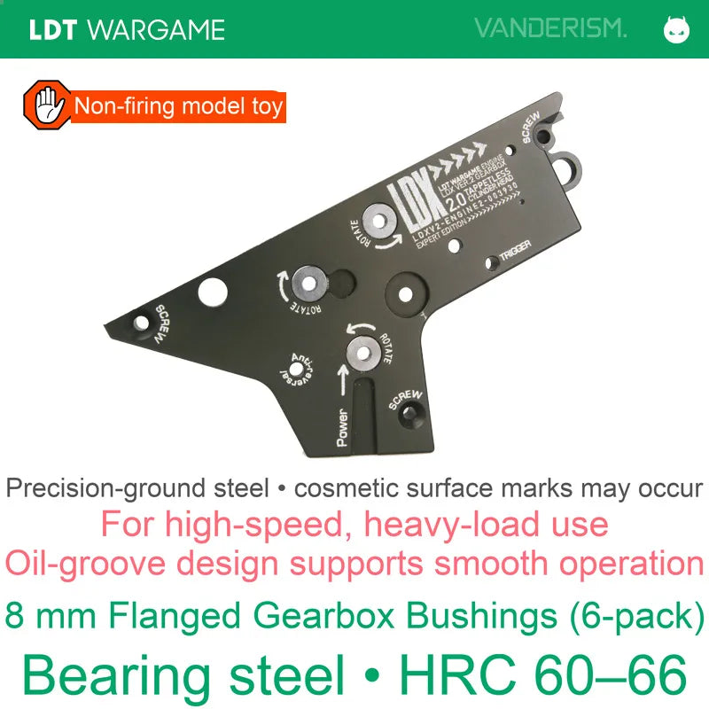 8 mm Bearing-Steel Flanged Gearbox Bushings, 6-Pack, Oil Grooves, Hardness 60-65, High-Speed / Heavy-Load (Pre-Order 50 Hari)