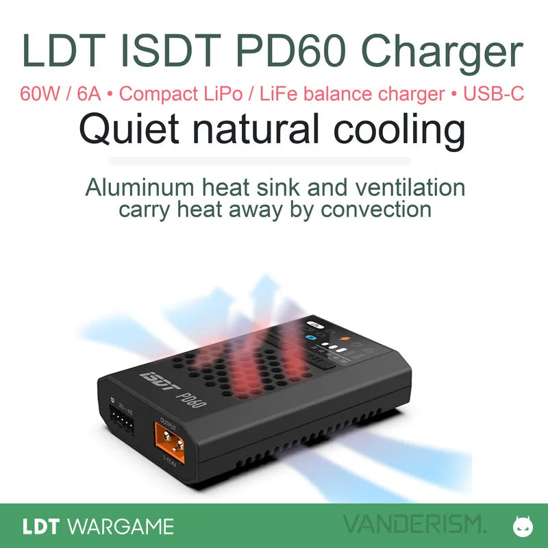 ISDT PD60 Compact USB Lithium/LiFe Balance Charger, 60W/6A (Pre-Order 50 Hari)