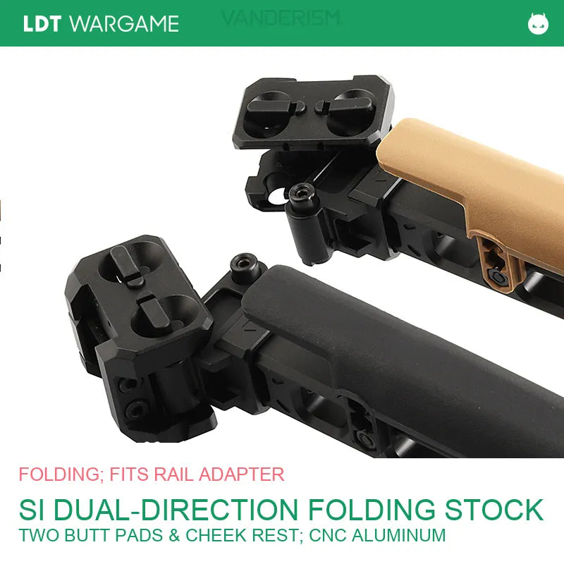 LDT SI Dual-Direction Folding Stock, Two Butt Pads and Cheek Rest, Hard-Anodized Aluminum Rail Adapter and Stock Strut (Pre-Order 50 Hari)
