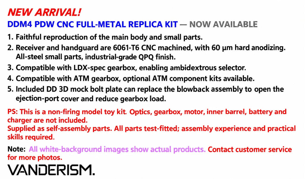 DDM4 PDW CNC Metal Body Kit | Gel Blaster WGG WGB (Pre-Order 50 Hari)