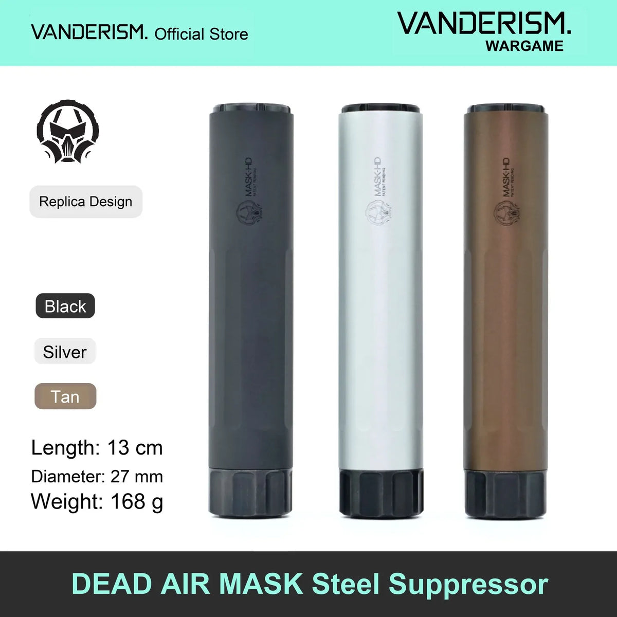 DEAD AIR MASK Steel Mock Suppressor | Gel Blaster WGG WGB Airsoft (Pre-Order 50 Hari)