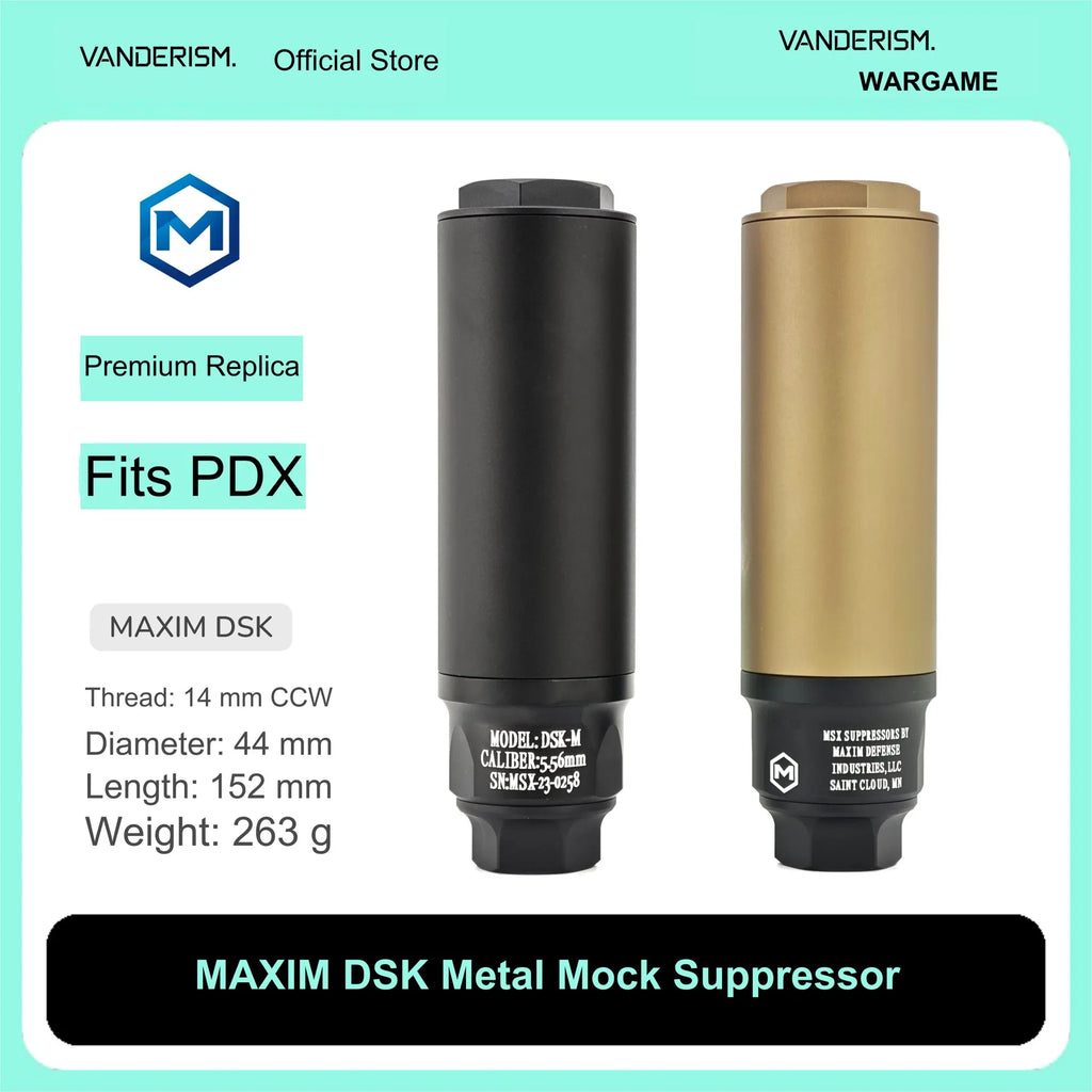 MAXIM DSK PDX Metal Mock Suppressor | Gel Blaster WGG WGB Airsoft (Pre-Order 50 Hari)