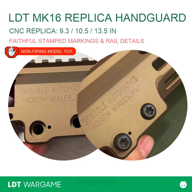 LDT MK16 GEISSELE Replica CNC Metal Handguard, Hard-Anodized, Stamped Recessed Markings (Pre-Order 50 Hari)