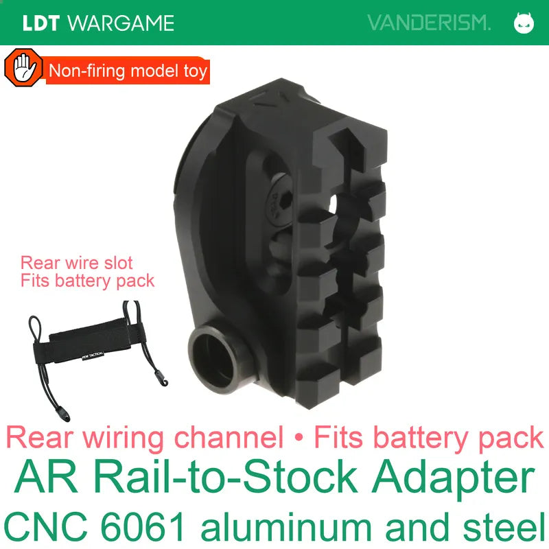LDT Si CNC 6061 Aluminum and Steel Rail-Stock Adapter for AR Aluminum Toy-Model Receivers (Pre-Order 50 Hari)