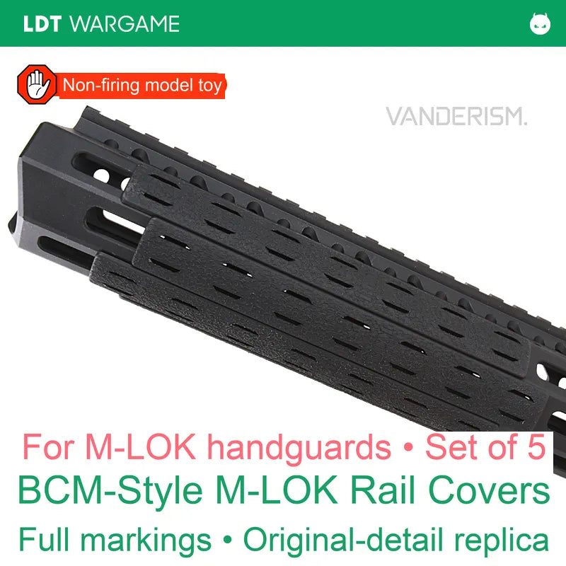 BCM Replica Soft M-LOK Rail Covers with Replica Markings, 5-Pack (Pre-Order 50 Hari)