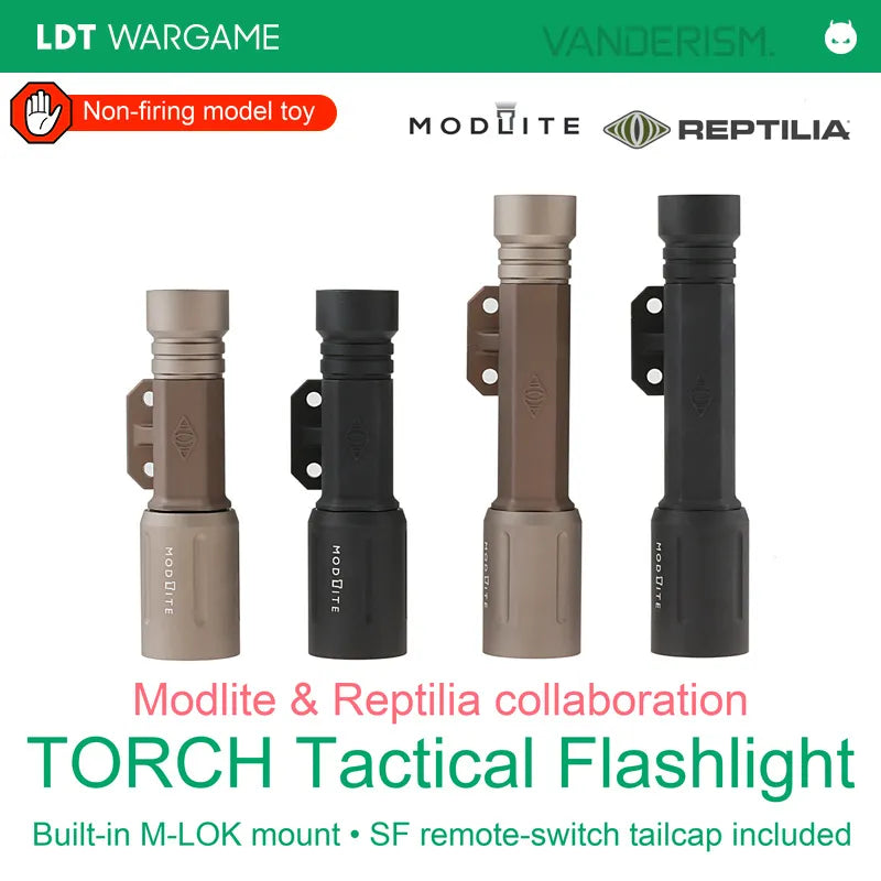 LDT Modlite x Reptilia TORCH 1300-Lumen Flashlight with SF Remote-Switch Tailcap, Pressure Switch and MLOK Mount (Pre-Order 50 Hari)