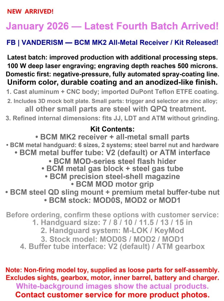 BCM MK2 Metal Receiver Kit | Gel Blaster WGG WGB (Pre-Order 50 Hari)