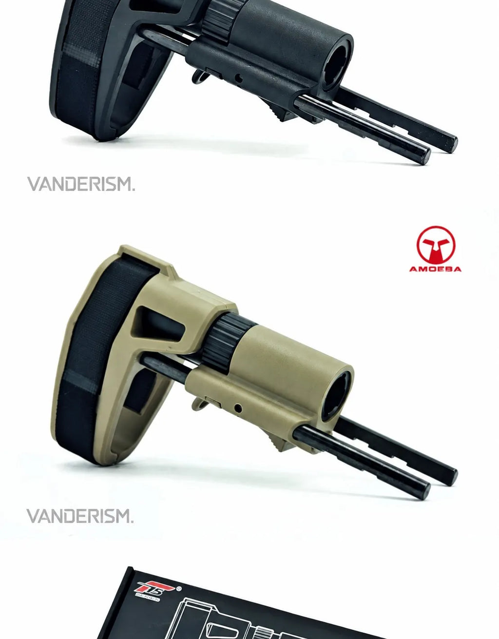 AMOEBA AM ABS Nylon Brace and Metal Buffer Tube | Gel Blaster WGG WGB Airsoft (Pre-Order 50 Hari)