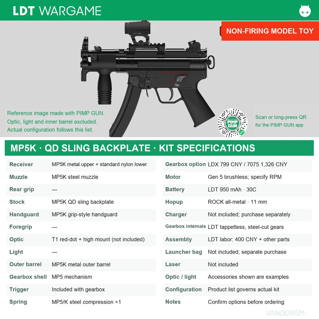 LDX MP5K Assembled Toy Model, Nylon Lower, Gen 2 LDX / 7075 Gen 3.0 Expert Electronic-Control Gearbox (Pre-Order 50 Hari)