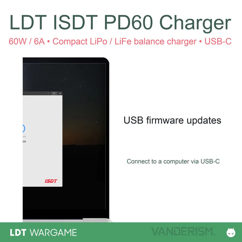 ISDT PD60 Compact USB Lithium/LiFe Balance Charger, 60W/6A (Pre-Order 50 Hari)
