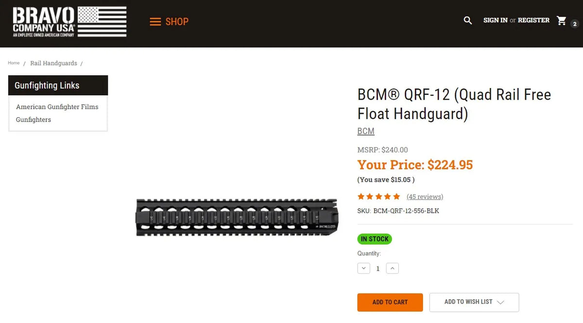 BCM QRF Metal Handguards | Gel Blaster WGG WGB Airsoft (Pre-Order 50 Hari)
