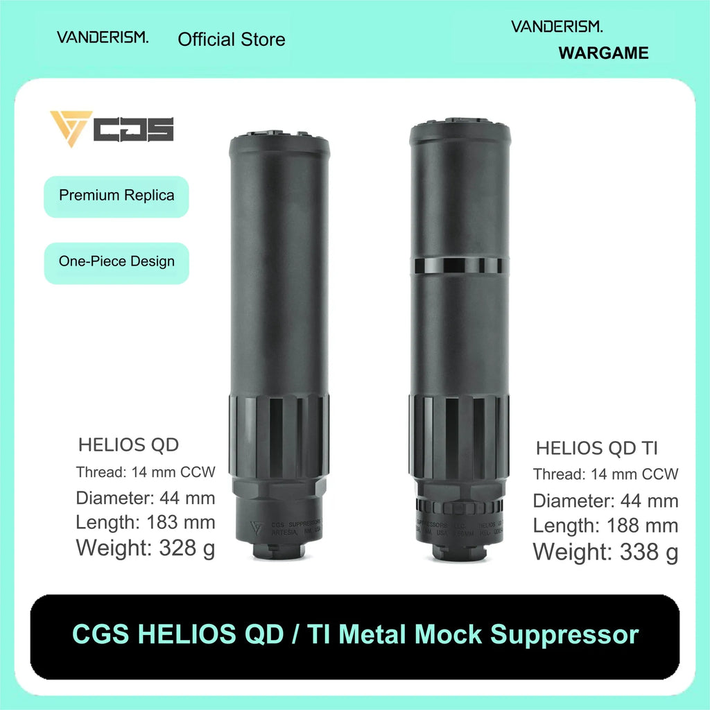 CGS HELIOS QD TI Metal Mock Suppressor | Gel Blaster WGG WGB Airsoft (Pre-Order 50 Hari)