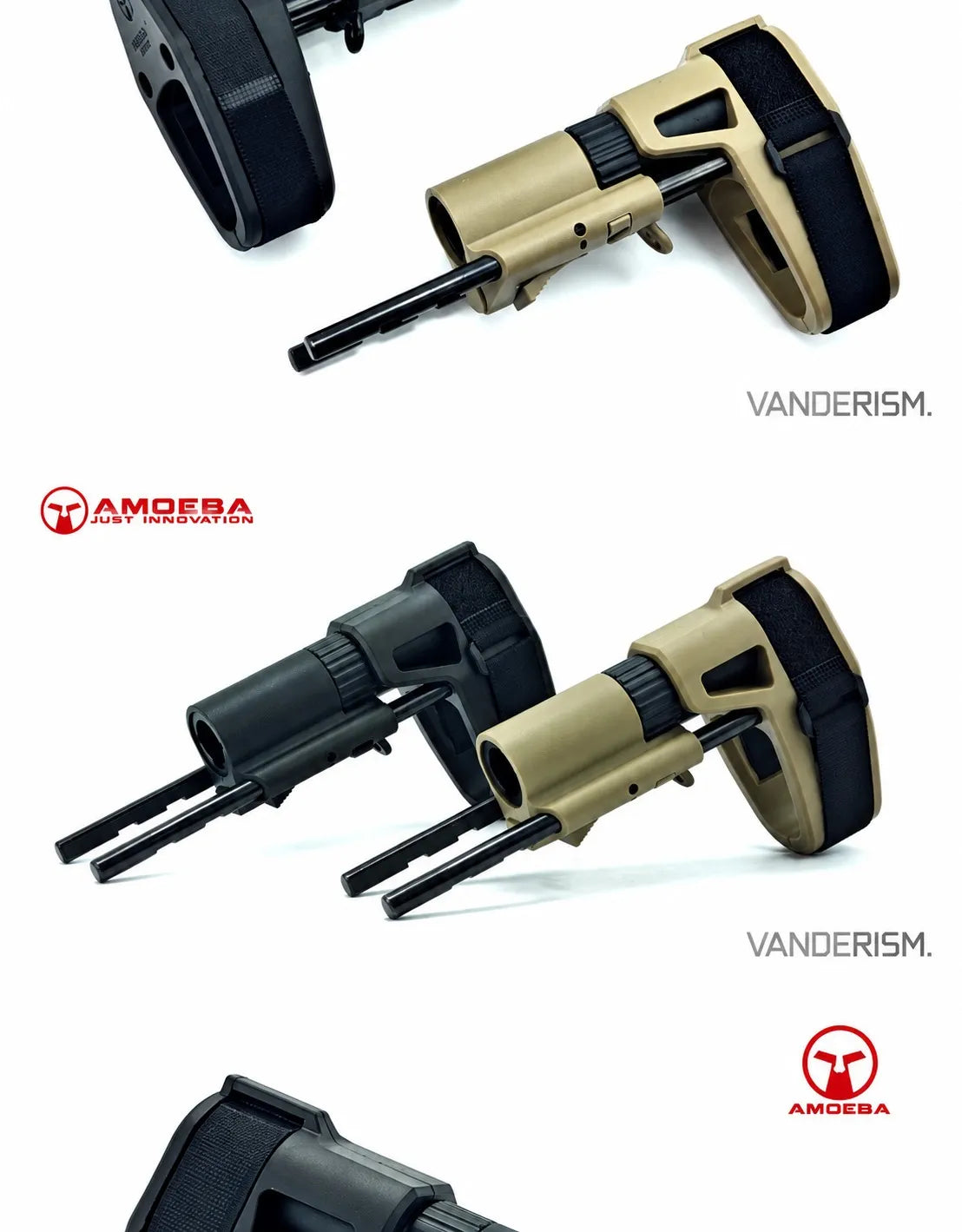 AMOEBA AM ABS Nylon Brace and Metal Buffer Tube | Gel Blaster WGG WGB Airsoft (Pre-Order 50 Hari)