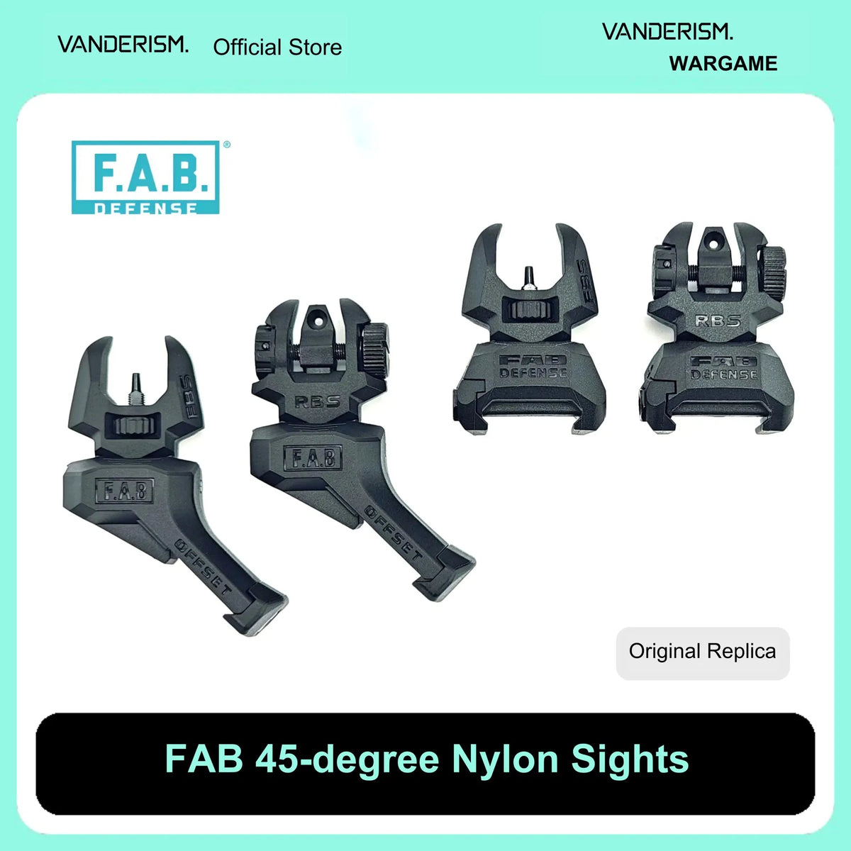 FAB DEFENSE Nylon and 45 Degree Offset Sights | Gel Blaster WGG WGB Airsoft (Pre-Order 50 Hari)