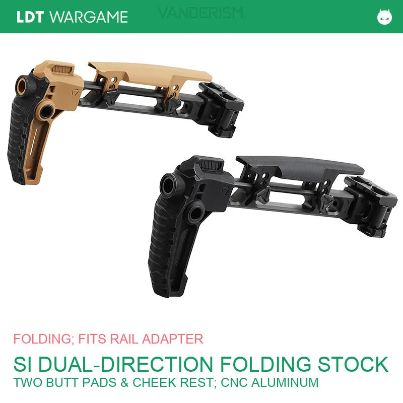 LDT SI Dual-Direction Folding Stock, Two Butt Pads and Cheek Rest, Hard-Anodized Aluminum Rail Adapter and Stock Strut (Pre-Order 50 Hari)