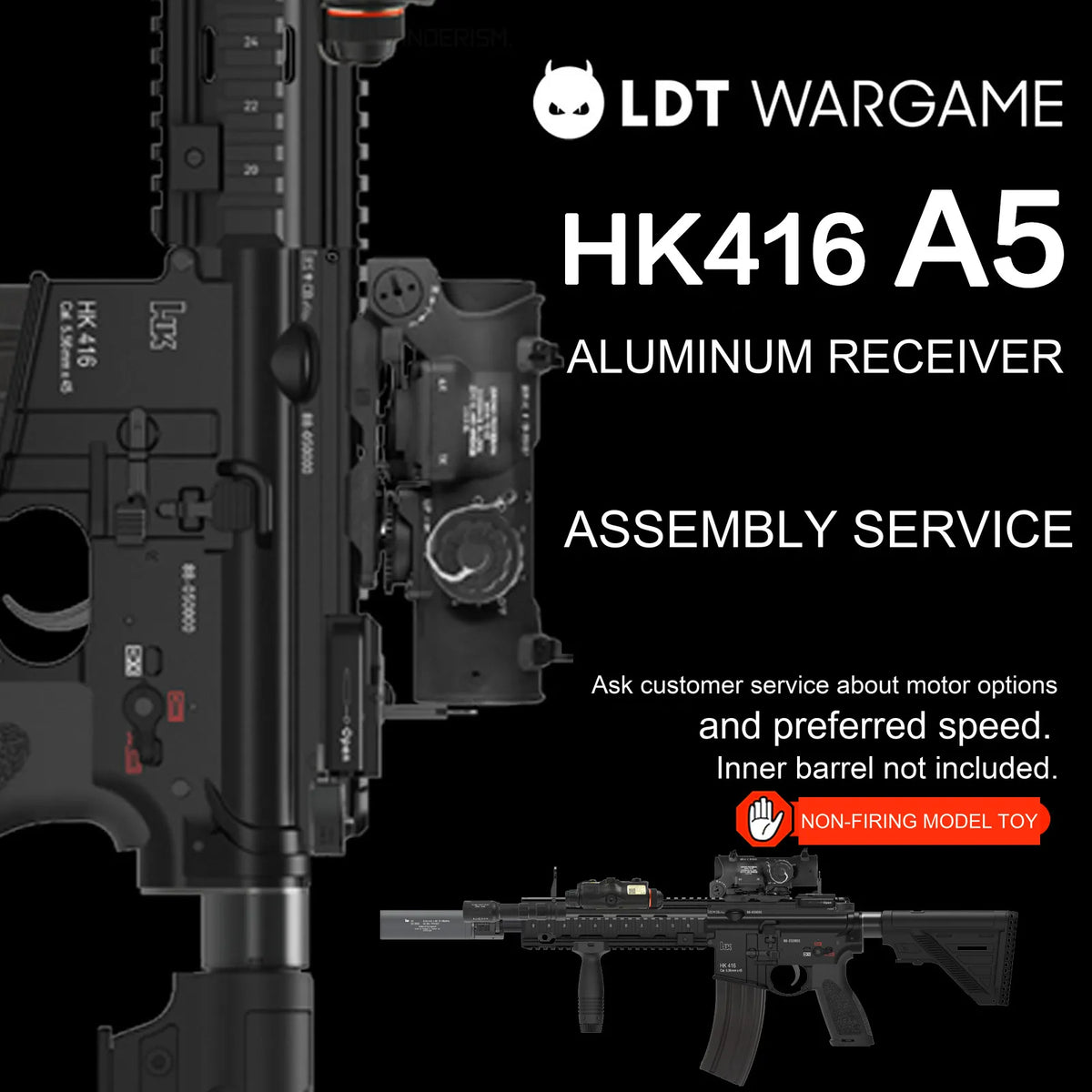 LDX HK416 A5 Assembled Gel Blaster, Gen 2 LDX Gearbox / Pressure-Feed Magazine Version, from 5583 (Pre-Order 50 Hari)