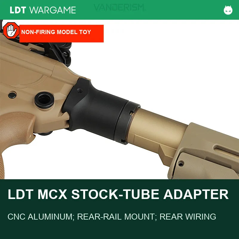LDT MCX Rear-Rail-to-Stock-Tube Adapter for Rear-Rail Receivers (Pre-Order 50 Hari)