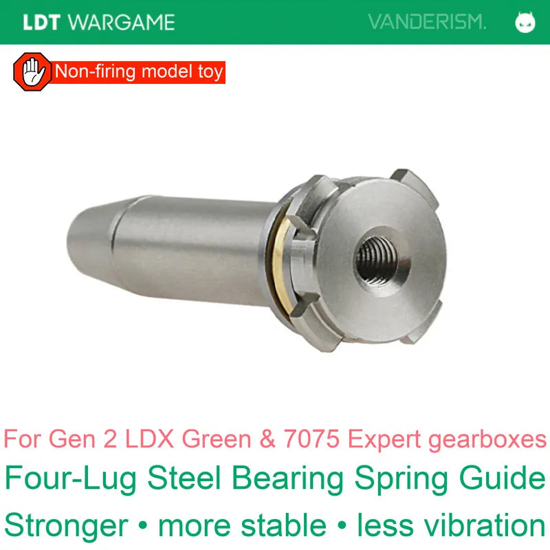 Four-Lug Steel Bearing Spring Guide for Gen 2 LDX Green and Gen 2 7075 2.5 Gearboxes (Pre-Order 50 Hari)
