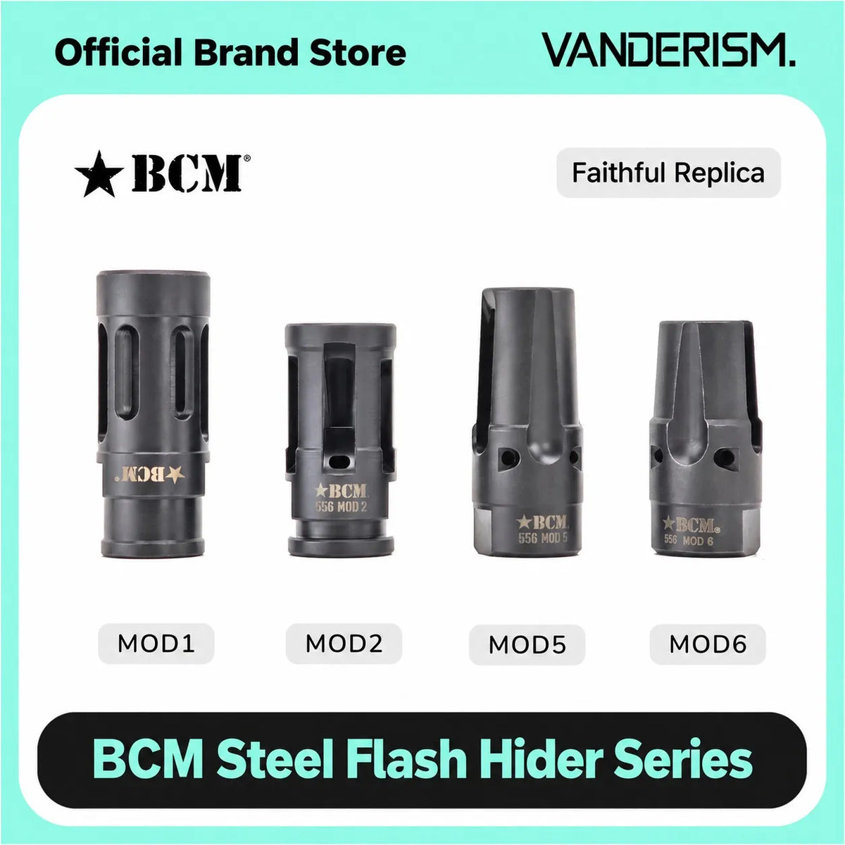 BCM MOD Steel Flash Hiders 14mm CCW | Gel Blaster WGG WGB Airsoft (Pre-Order 50 Hari)